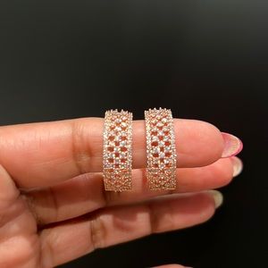 Rose gold American diamond hoops